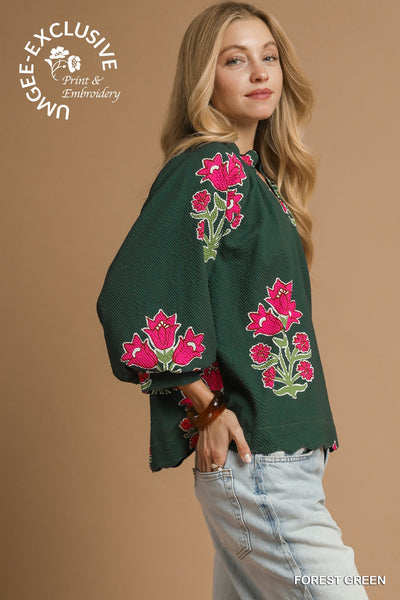 Umgee Tulip Print Blouse