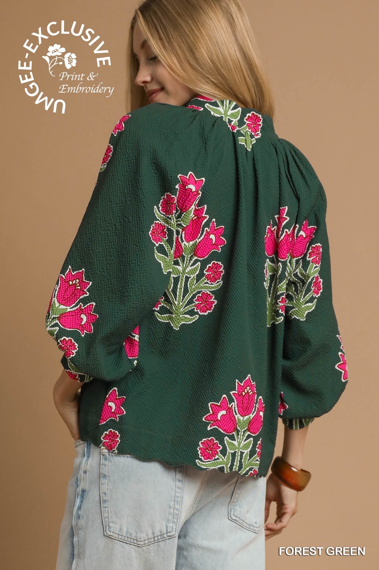 Umgee Tulip Print Blouse