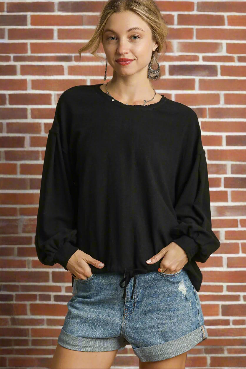 Umgee Tried & True Linen Tie Top