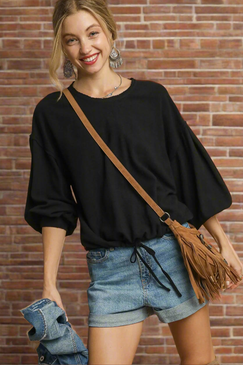 Umgee Tried & True Linen Tie Top