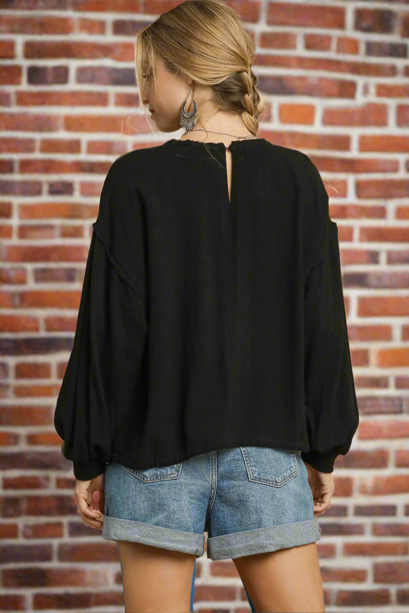 Umgee Tried & True Linen Tie Top