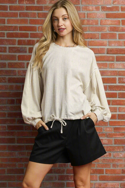 Umgee Tried & True Linen Tie Top