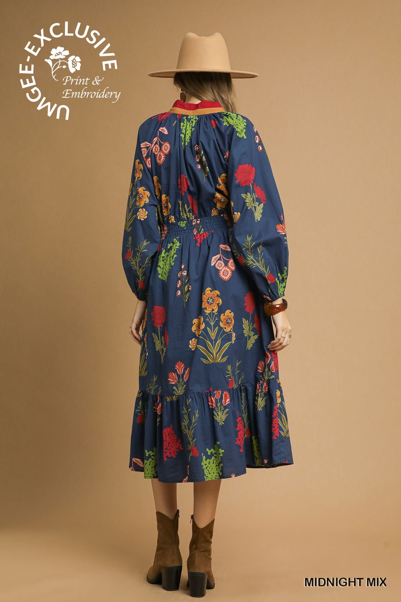 Umgee Mix Floral Midi Dress