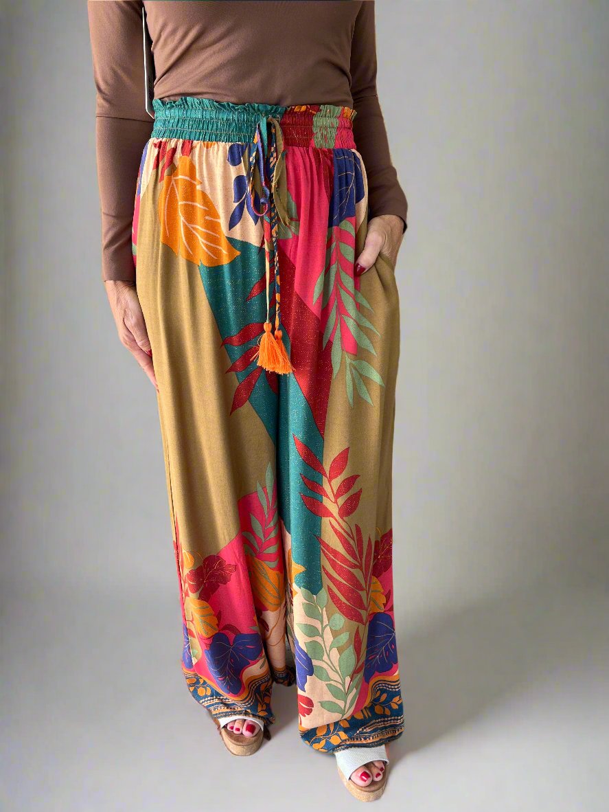 Easel Print Wide Palazzo Pants