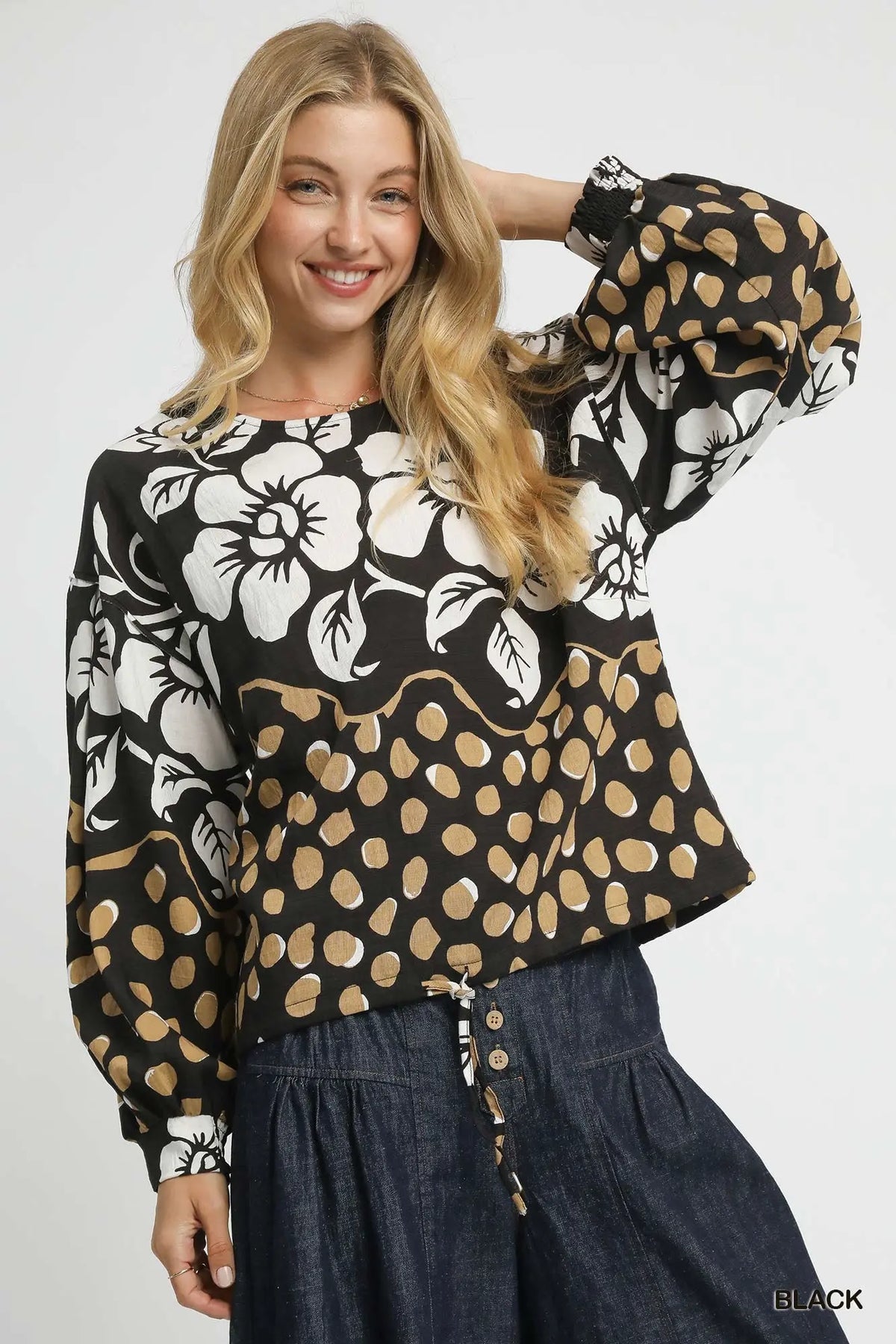 トップス muguet flower embroidery balloon tops MUGUET flower embroidery balloon tops