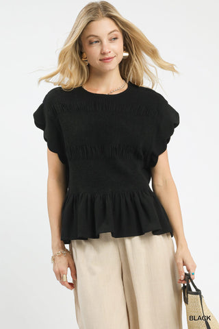 Umgee Smocked Peplum Blouse