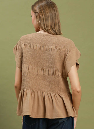 Umgee Smocked Peplum Blouse