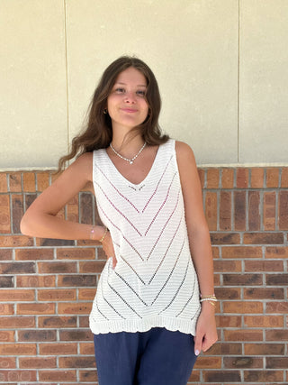 Umgee Open Stitch Knit Tank Top