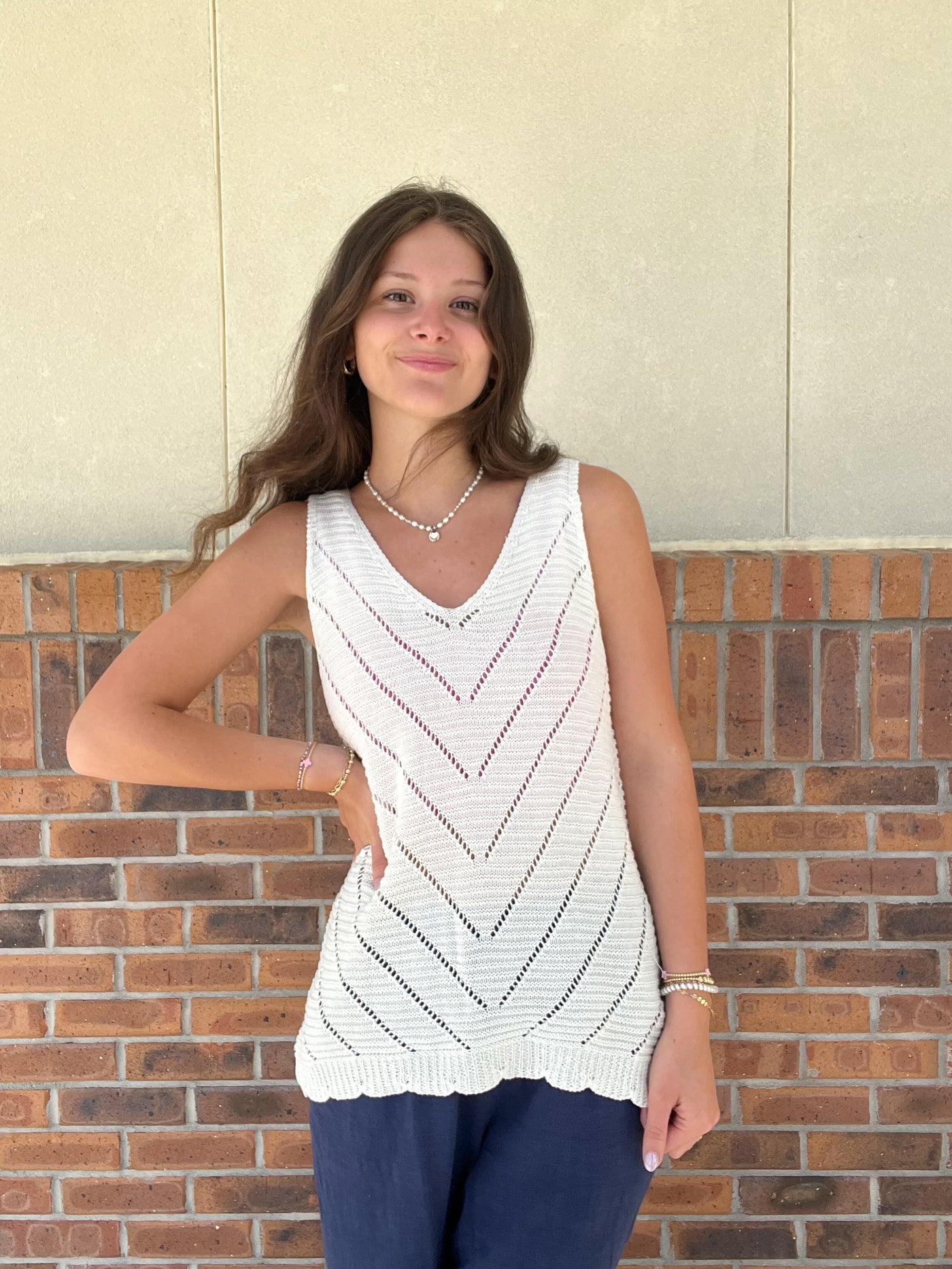 Umgee Open Stitch Knit Tank Top