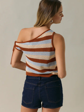 Off Shoulder Multicolored Sweater Cropped Top