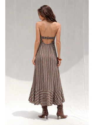 Stripe Cutout Maxi Dress