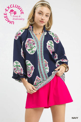 Umgee Boho Floral Tunic Top