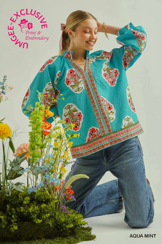 Umgee Boho Floral Tunic Top