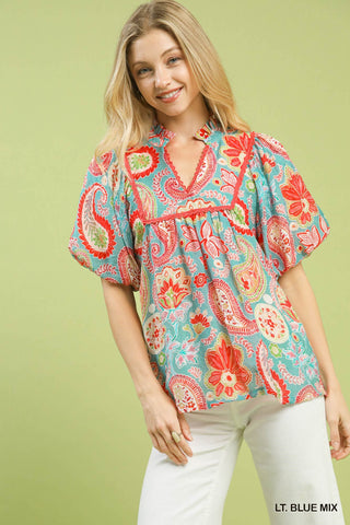 Umgee Mixed Paisley Blouse