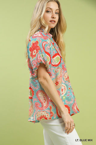 Umgee Mixed Paisley Blouse