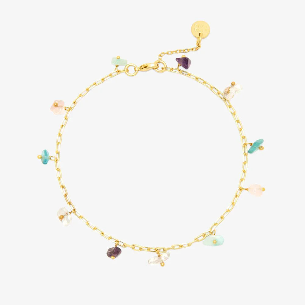 Pura Vida Gemstone Drop Chain Anklet