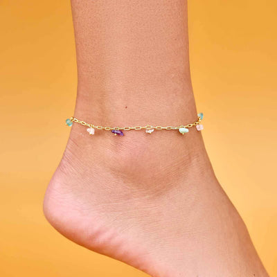 Pura Vida Gemstone Drop Chain Anklet