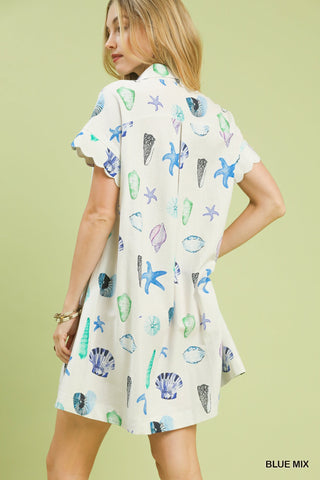 Mixed Seashell Print Dress