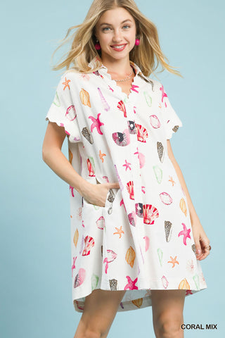 Mixed Seashell Print Dress