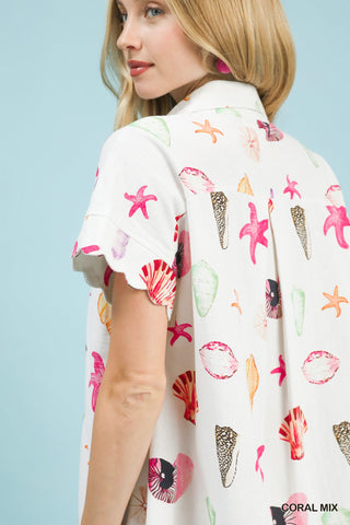 Mixed Seashell Print Dress
