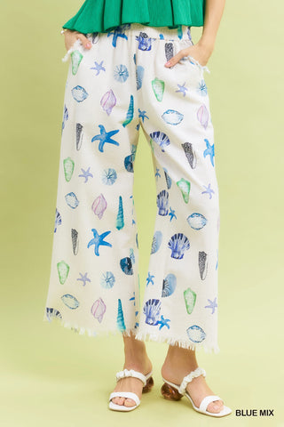 Mixed Coastal Wide Leg Pants