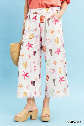 Mixed Coastal Wide Leg Pants