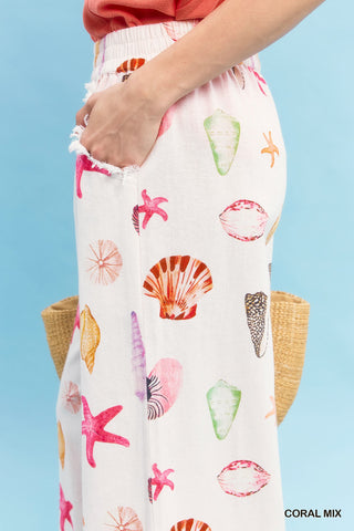 Mixed Coastal Wide Leg Pants