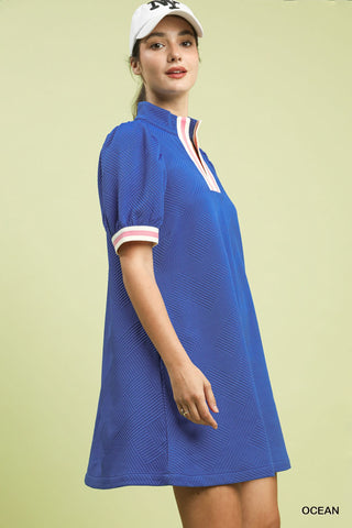 Umgee Jacquard Stripe Band Mini Dress