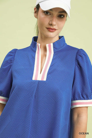Umgee Jacquard Stripe Band Mini Dress