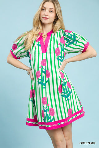 Umgee Floral Contrast Dress