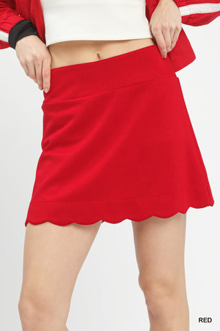Umgee Scallop Hem Mini Skort