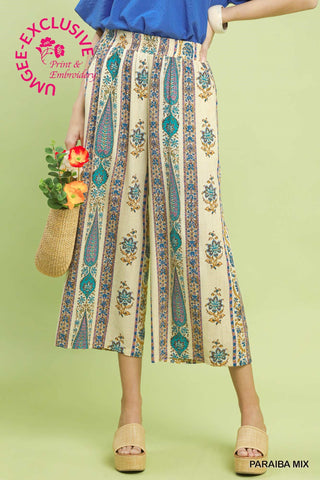 Umgee Laura Linen Printed Pants