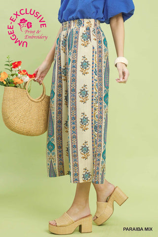 Umgee Laura Linen Printed Pants
