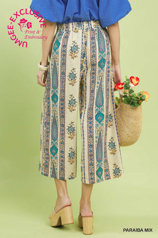 Umgee Laura Linen Printed Pants
