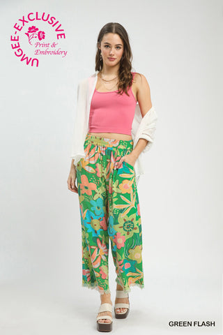 Umgee Watercolor Flower Pants