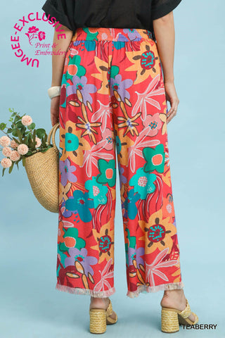 Umgee Watercolor Flower Pants