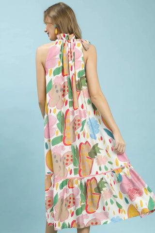 Umgee Fresh Floral Halter Neck Dress