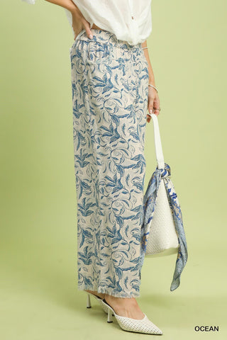 Umgee Linen Whimsy Wide Leg Pants