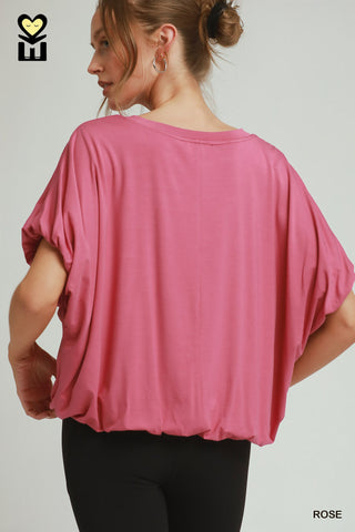 Umgee Bamboo Fiber Bubble Sleeve Top