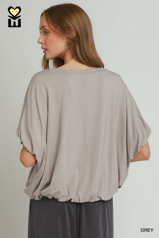 Umgee Bamboo Fiber Bubble Sleeve Top