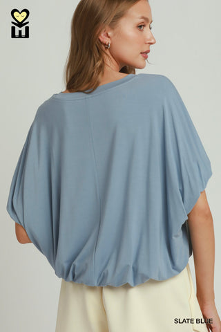 Umgee Bamboo Fiber Bubble Sleeve Top