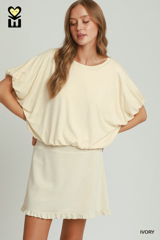 Umgee Bamboo Fiber Bubble Sleeve Top