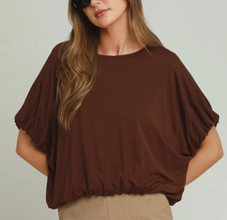 Umgee Bamboo Fiber Bubble Sleeve Top