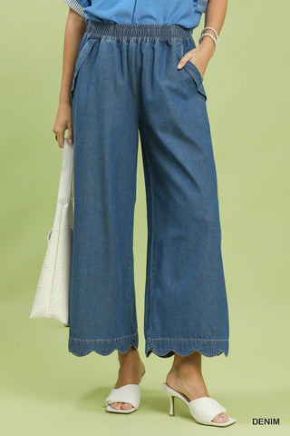Umgee Denim Scallop Pants
