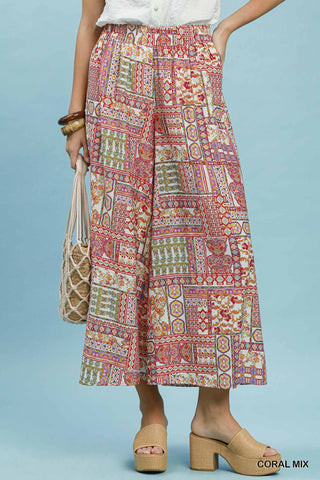 Umgee Malibu Mixed Print Pants