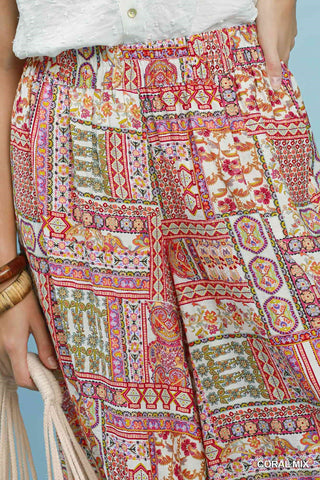 Umgee Malibu Mixed Print Pants