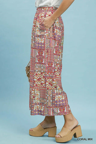 Umgee Malibu Mixed Print Pants