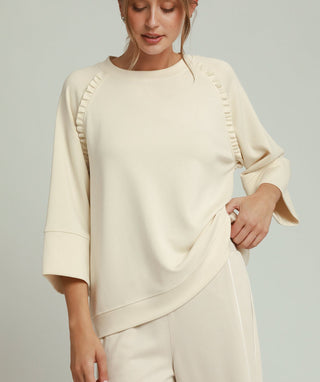 Umgee LUXEKNIT Ruffle Trim Raglan Sleeve Top