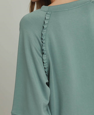 Umgee LUXEKNIT Ruffle Trim Raglan Sleeve Top