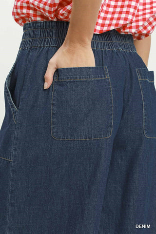 Umgee Denim Frayed Wide Leg Pants